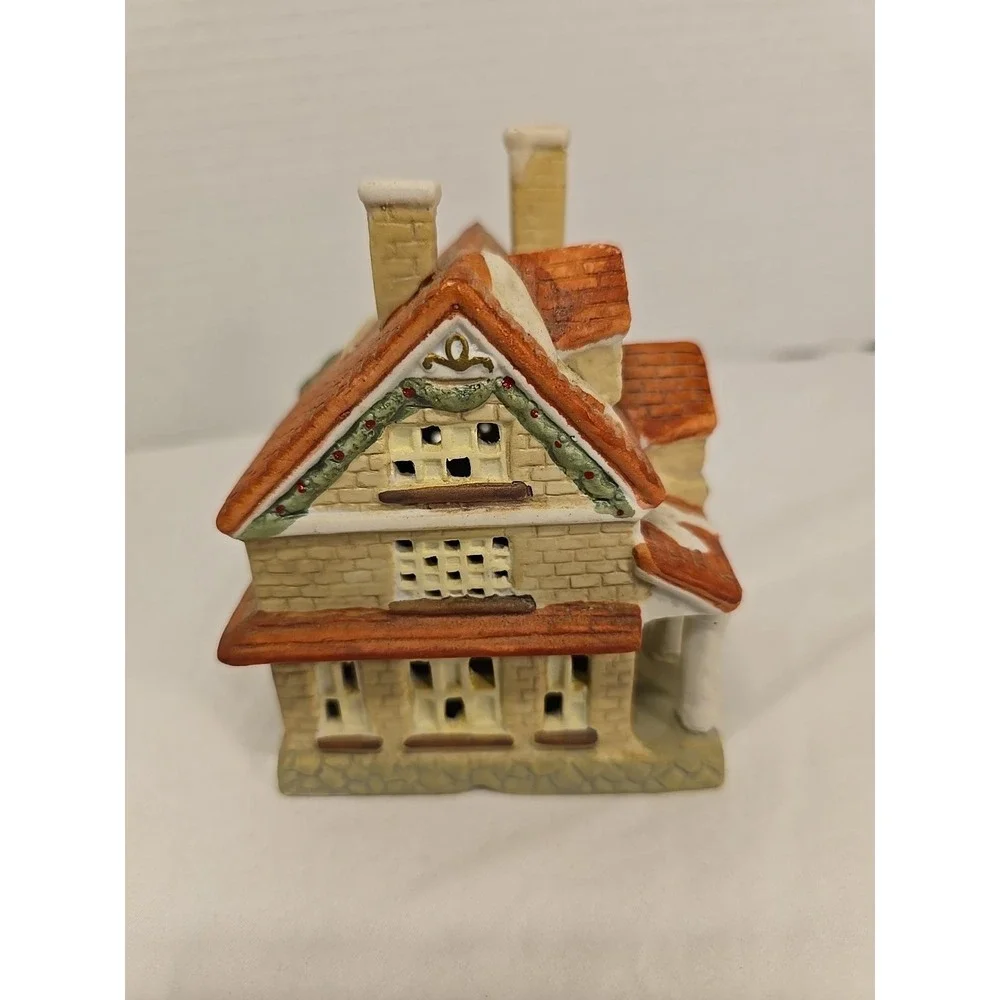 Vintage Christmas 1995 Santas Best Porcelain‎ Holiday Village House With Columns